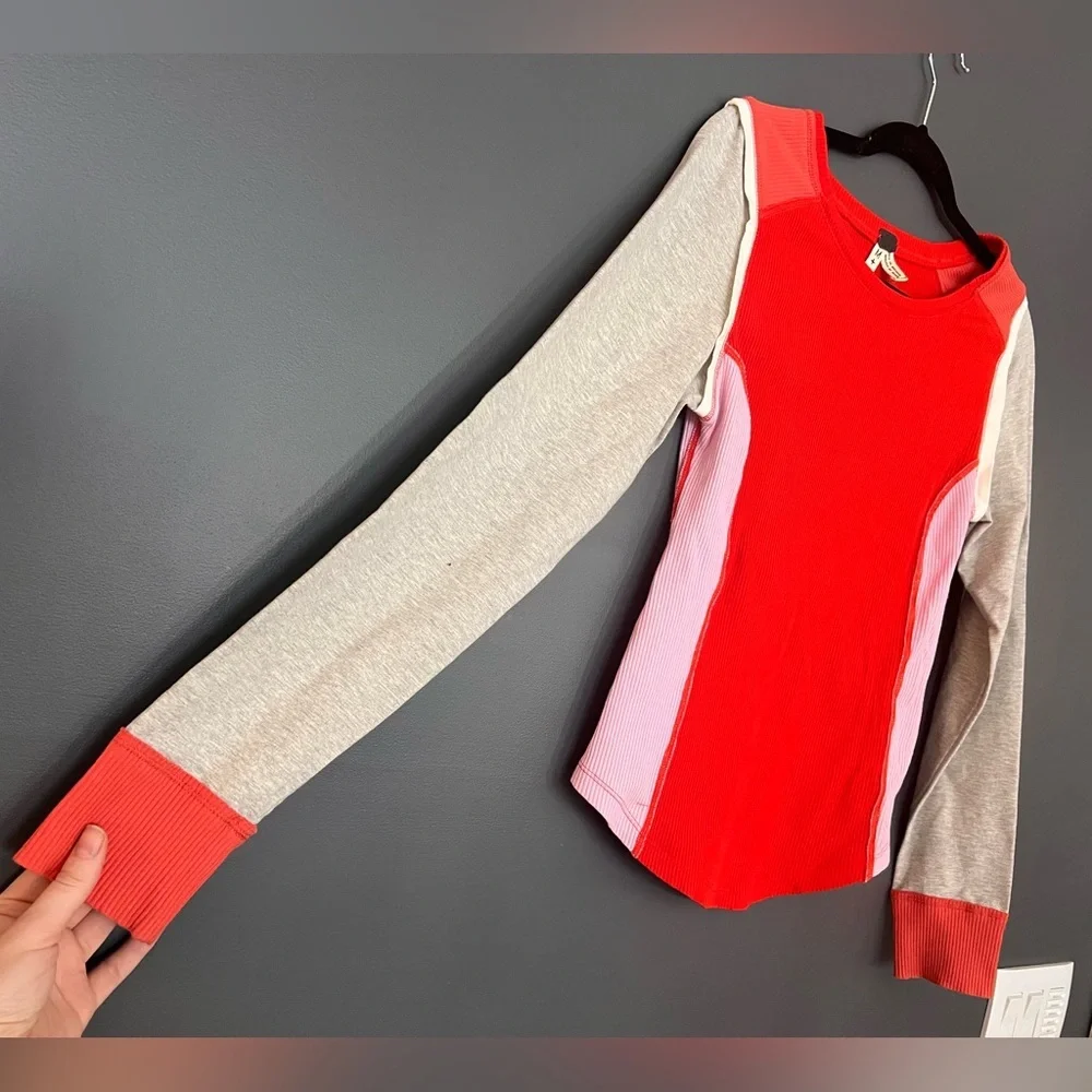 Free People Colorblock Long Sleeve Thermal Top